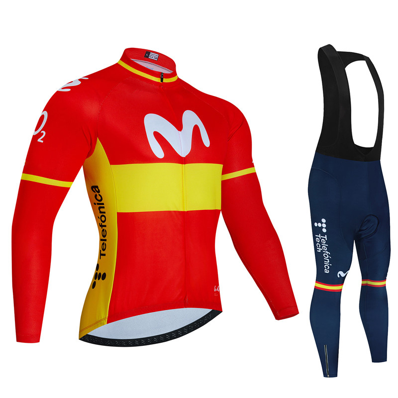 Cycling Gear Clothing - Espanha movistar outono manga longa conjunto